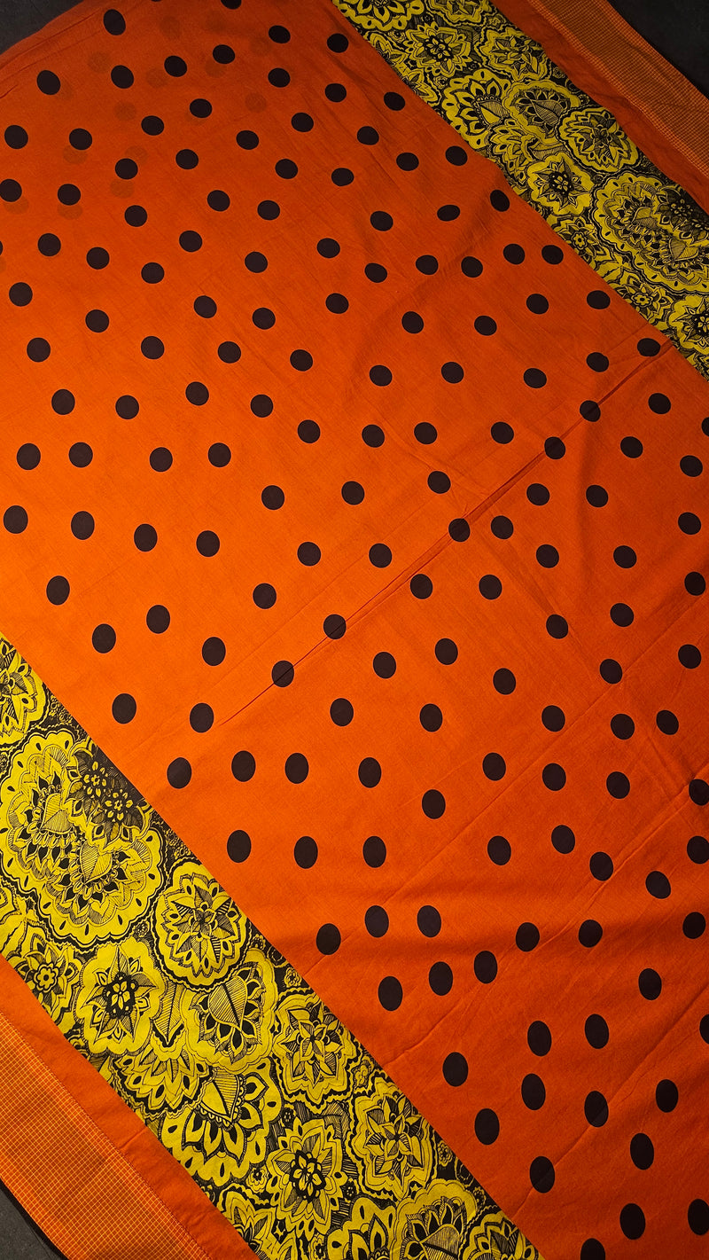 Saraswati Check Orange saree