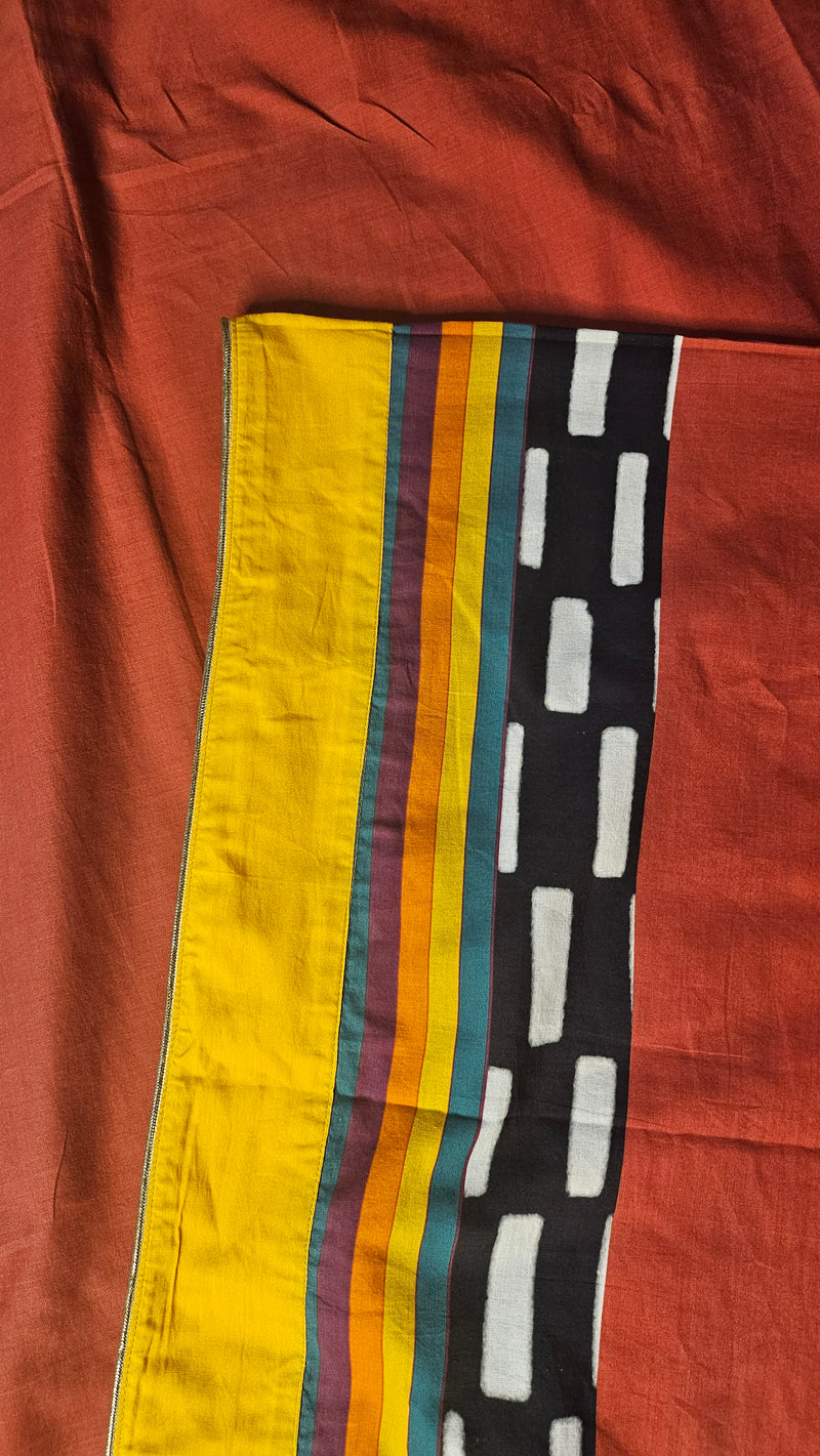 Stripe and Check multi colored saree