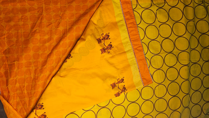 Kurma patli pallu saree orange