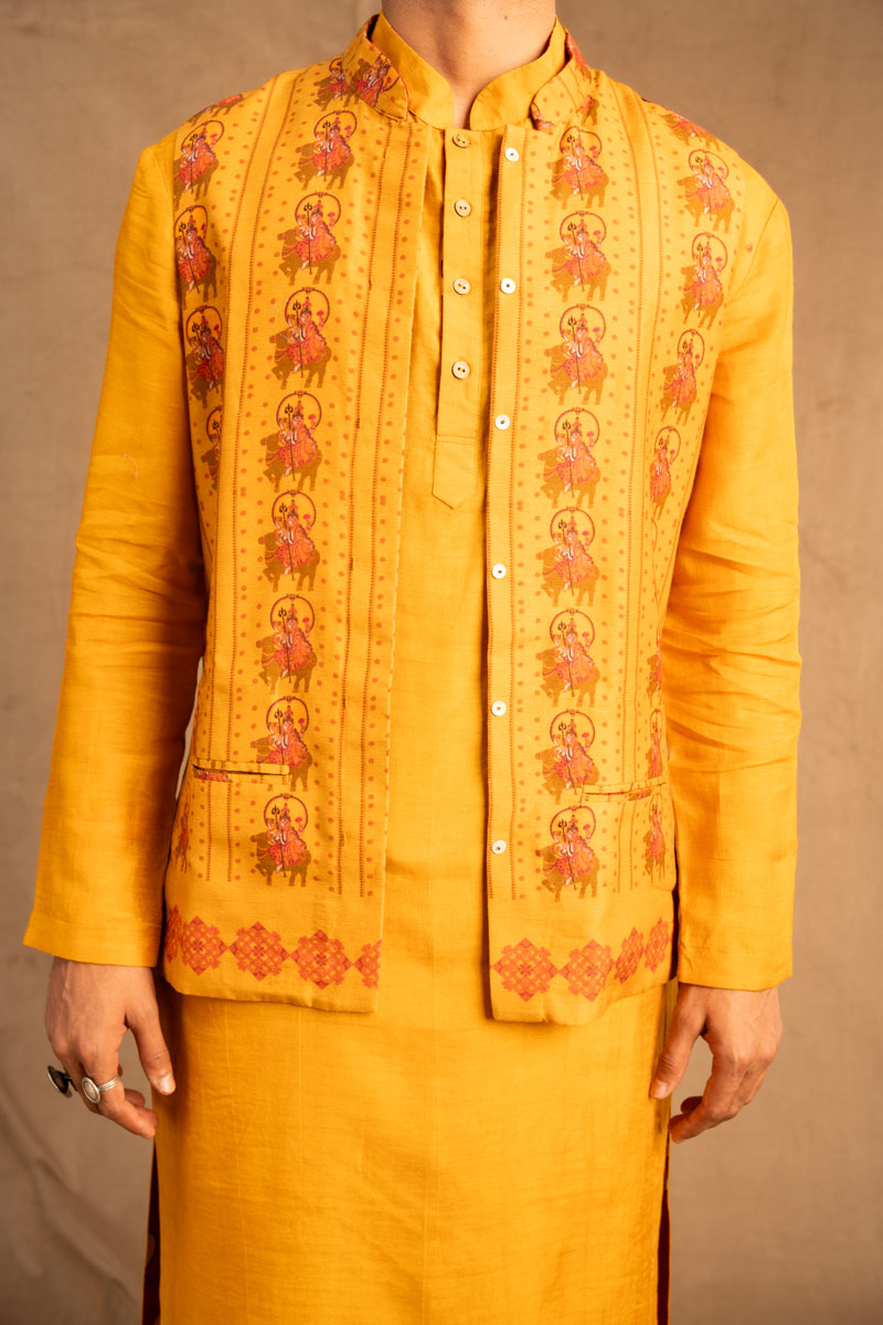 Trishula set of 3 Haldi ( kurta + churidar + jacket )