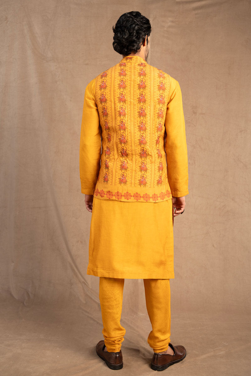 Trishula set of 3 Haldi ( kurta + churidar + jacket )