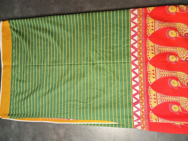 Parrot stripe saree