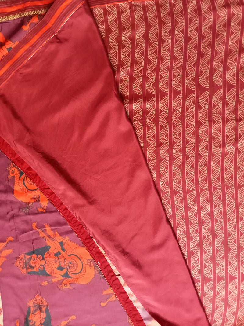 Saraswati and stripe silk saree