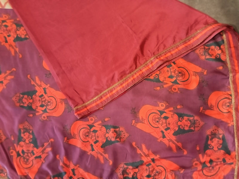 Saraswati and stripe silk saree