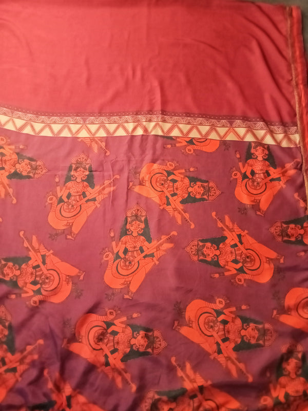 Saraswati and stripe silk saree