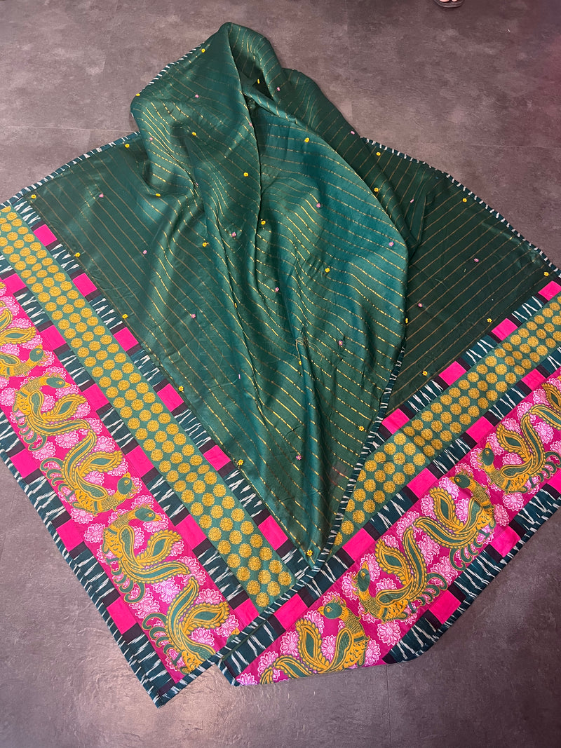 Green Chanderi embroidered dupatta (Copy)