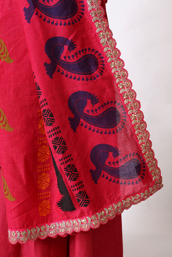 PRANAY PINK EMBROIDERED DUPATTA