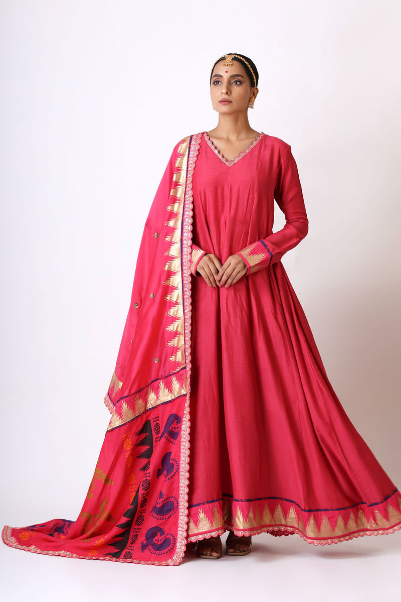 PRANAY PINK EMBROIDERED DUPATTA