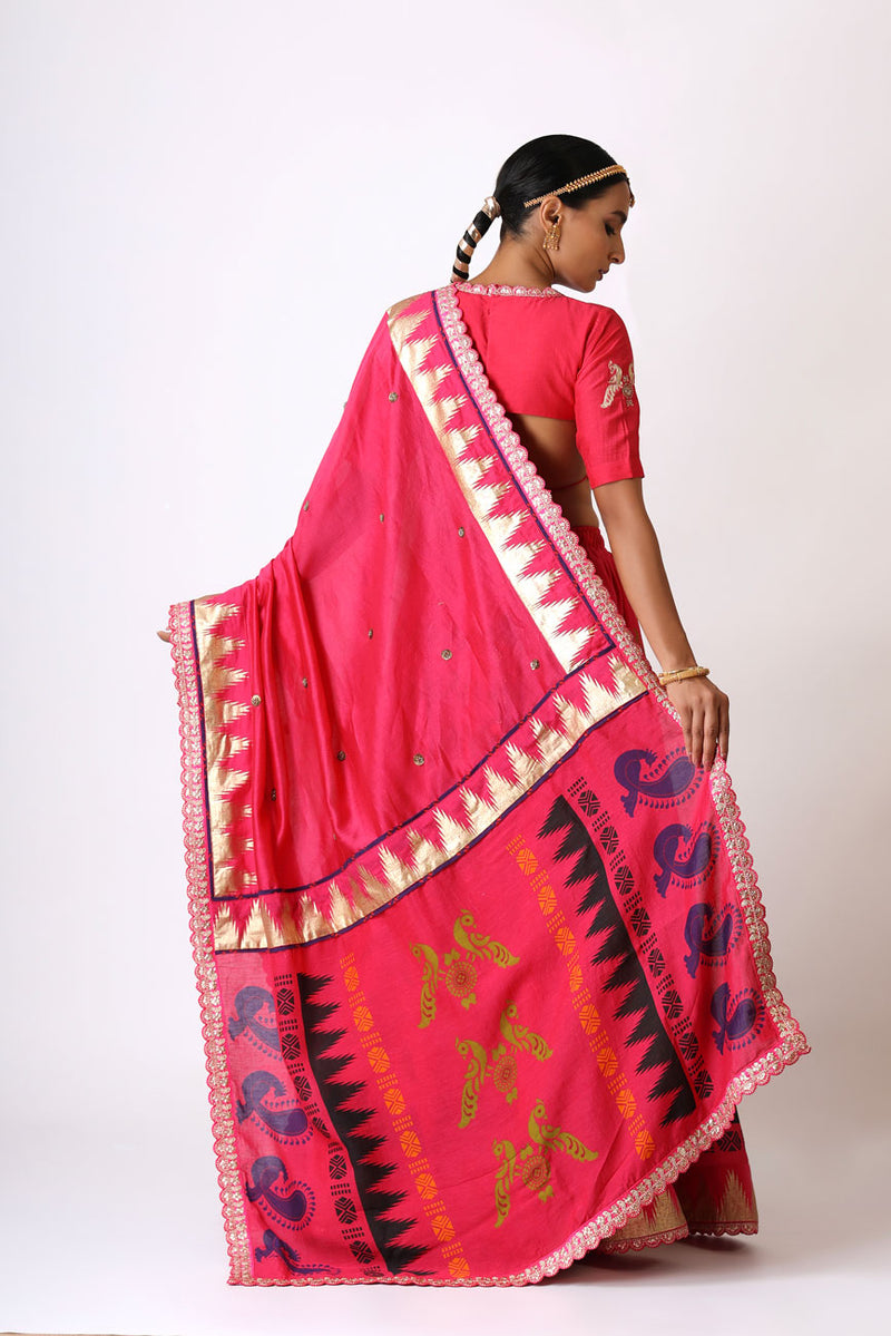 PRANAY PINK EMBROIDERED DUPATTA