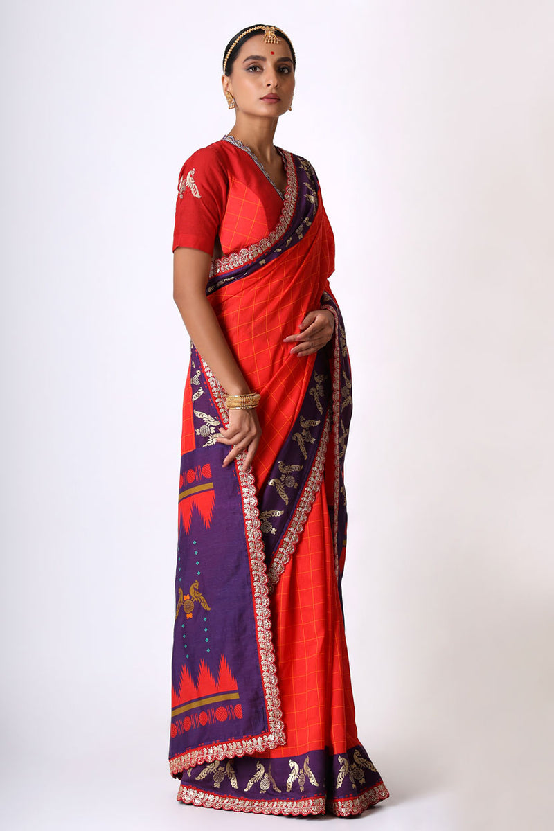 PREM RED PURPLE SAREE