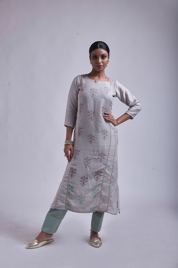 Phool Grey Choga set (Kurta + Salwar)