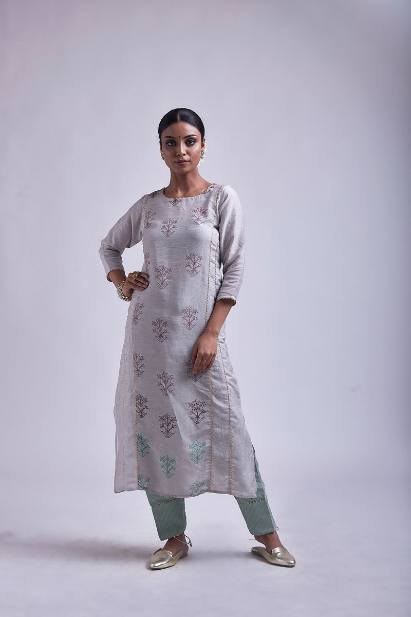 Phool Grey Choga set (Kurta + Salwar)