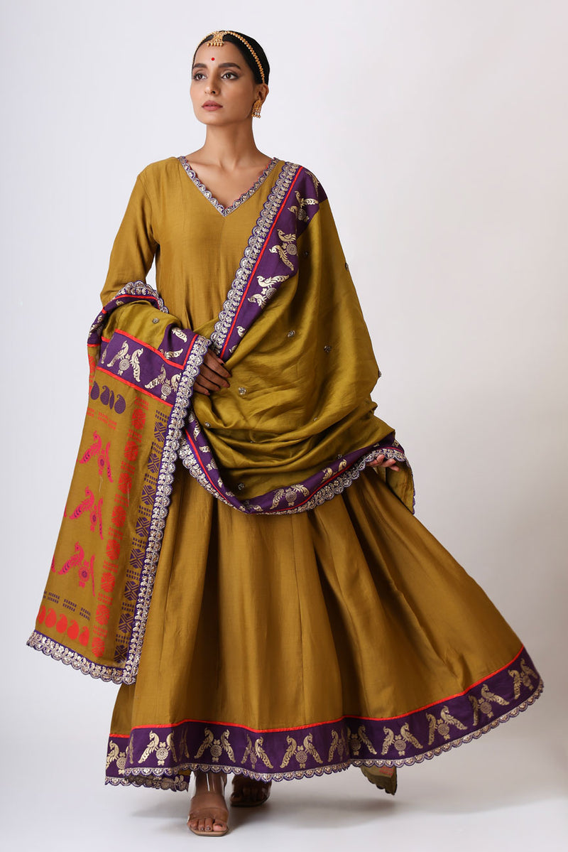 Sambandh Olive anarkali dress