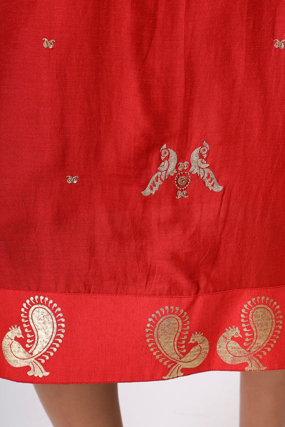 LITTLE RED EMBROIDERED MAYIL DRESS