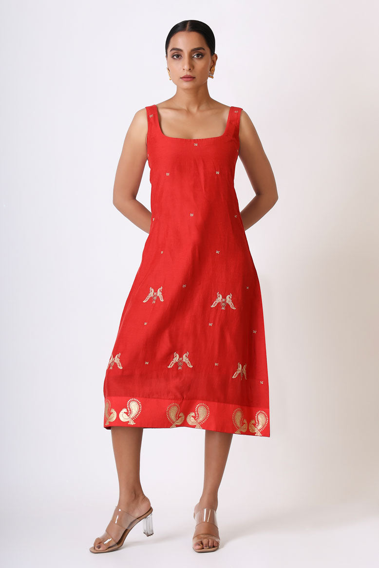 LITTLE RED EMBROIDERED MAYIL DRESS