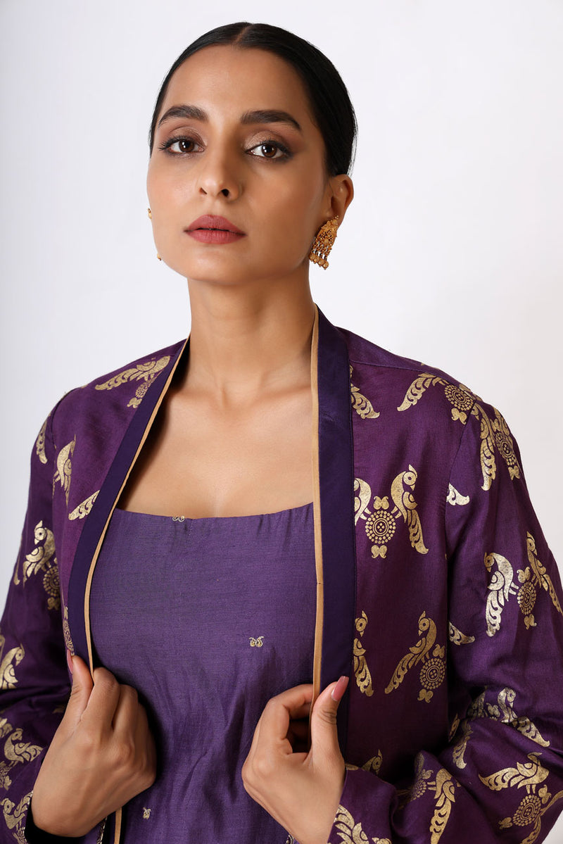 LITTLE PURPLE EMBROIDERED MAYIL DRESS