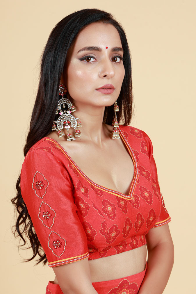 Kusum red blouse