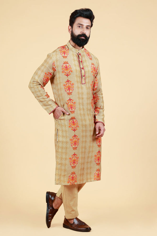 VIDYUT BEIGE KURTA+ PANT SET