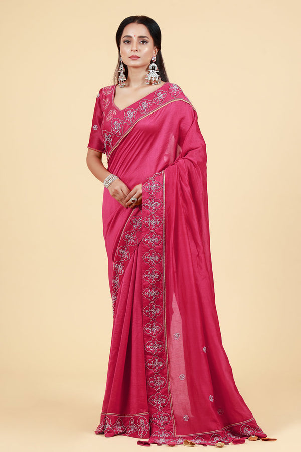 LAHARI MAROON HAND EMBROIDERED SAREE