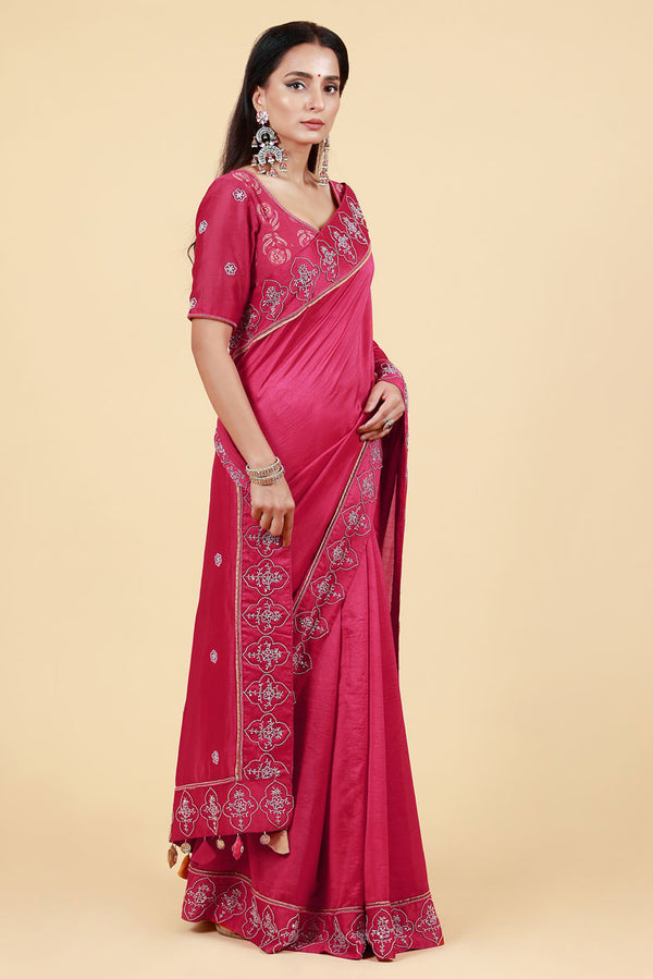 LAHARI MAROON HAND EMBROIDERED SAREE