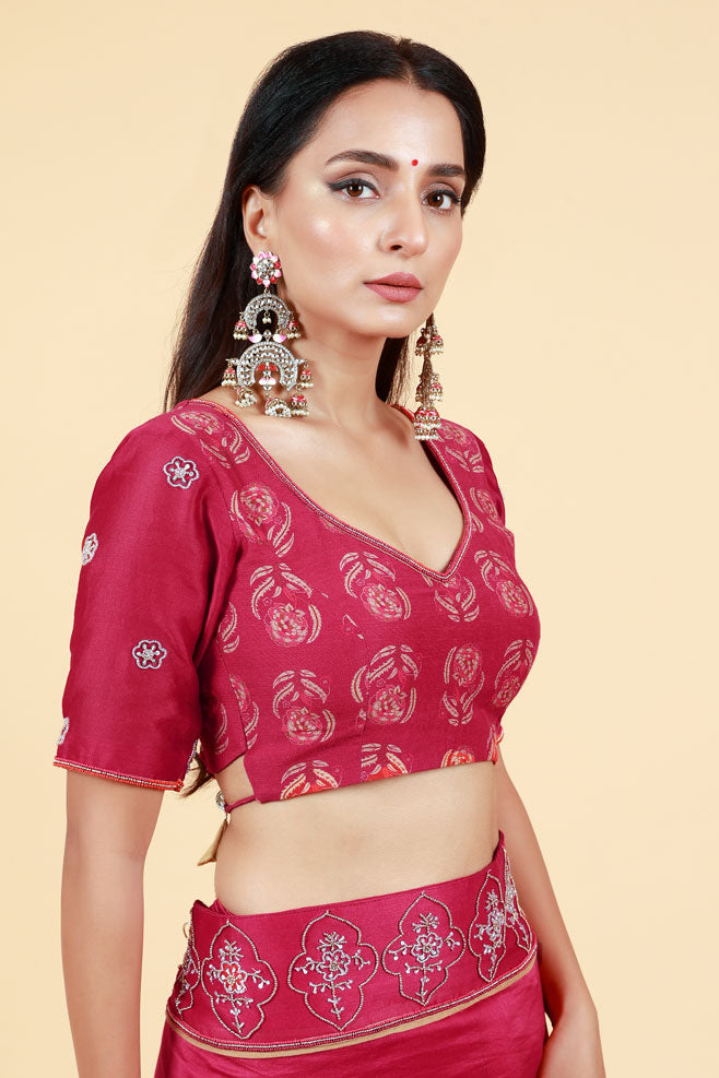 Sugandhikā Maroon blouse