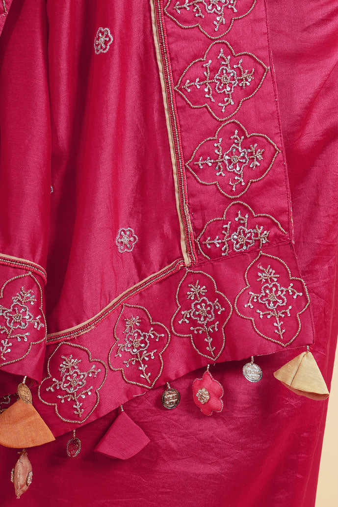 LAHARI MAROON HAND EMBROIDERED SAREE