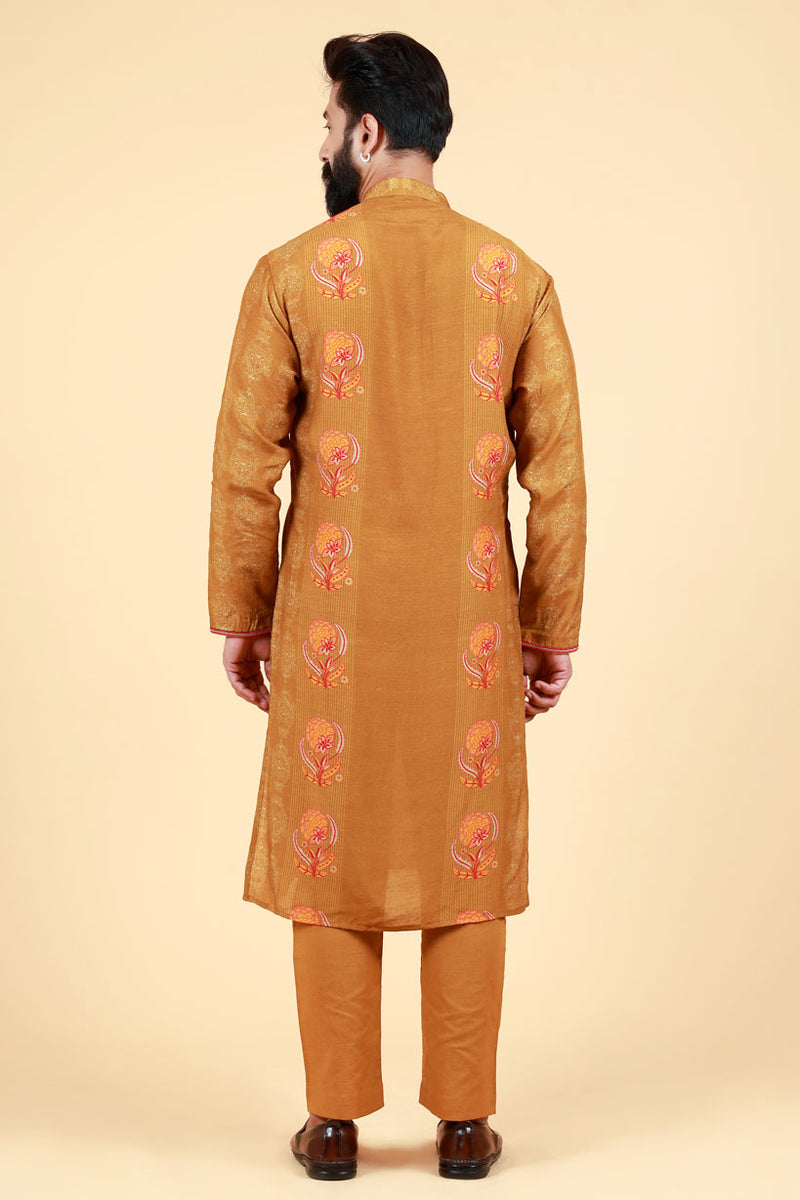 VIDYUT OLIVE-GOLD KURTA+ PANT SET