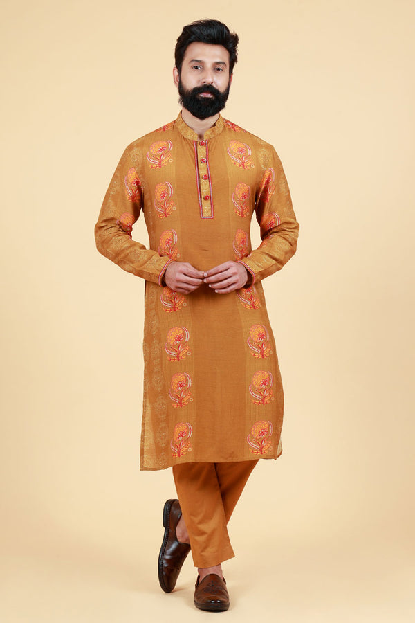 VIDYUT OLIVE-GOLD KURTA+ PANT SET