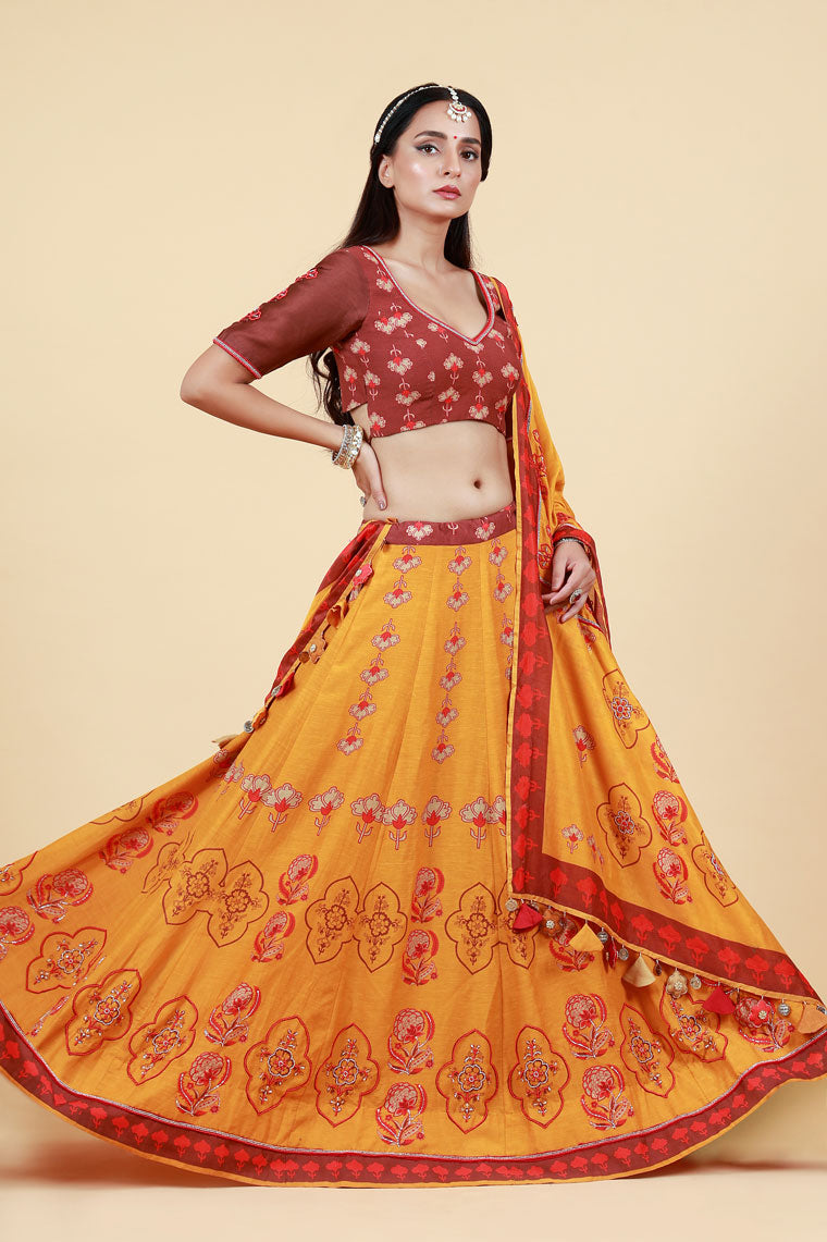 MALIKA HALDI LEHENGA SET (set of 3)