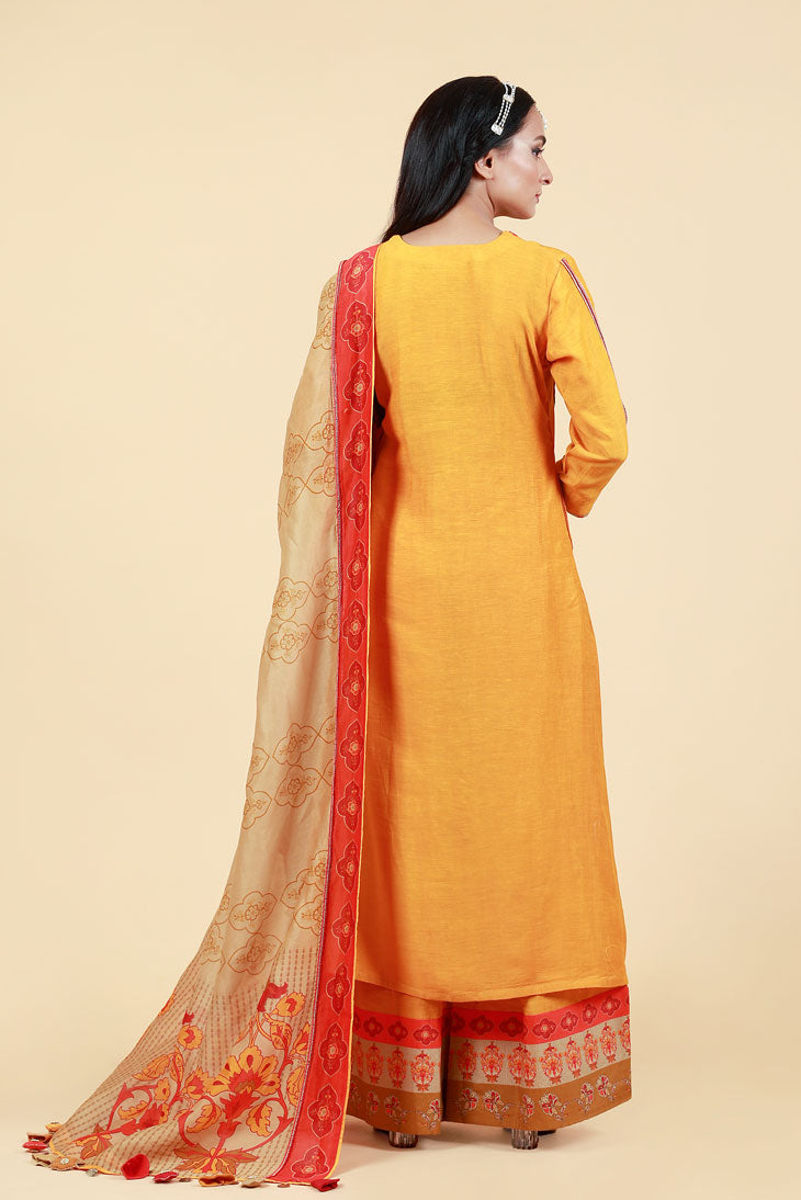 RASALA HALDI KURTA PALAZZO + DUPATTA SET