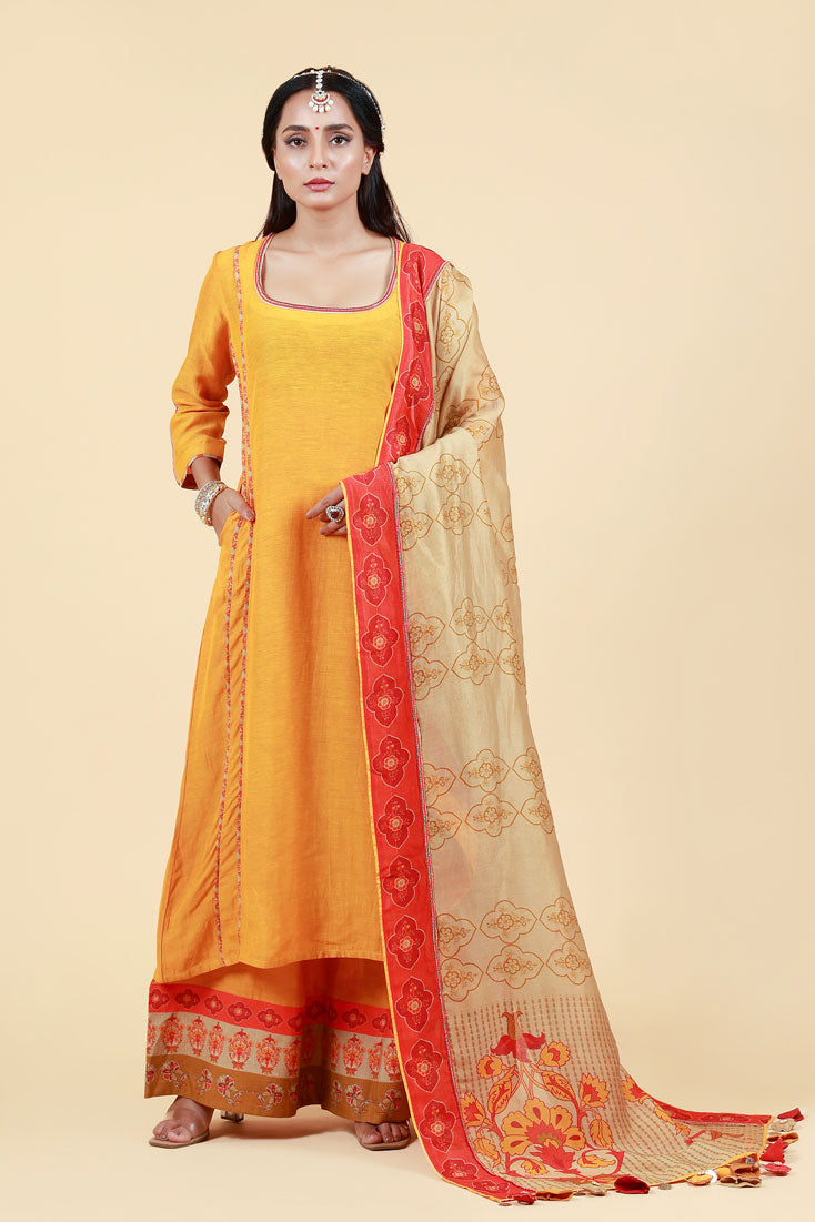 RASALA HALDI KURTA PALAZZO + DUPATTA SET