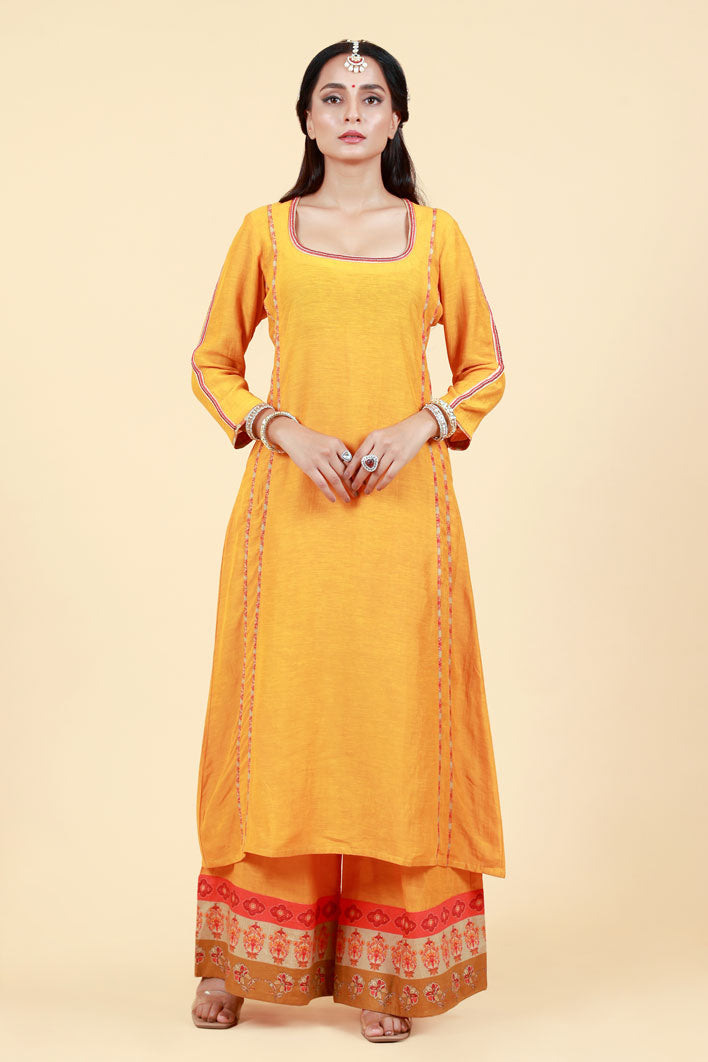 RASALA HALDI KURTA PALAZZO + DUPATTA SET