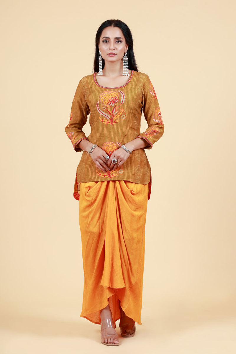 NAVIKA HALDI DHOTI SKIRT+ KURTA SET