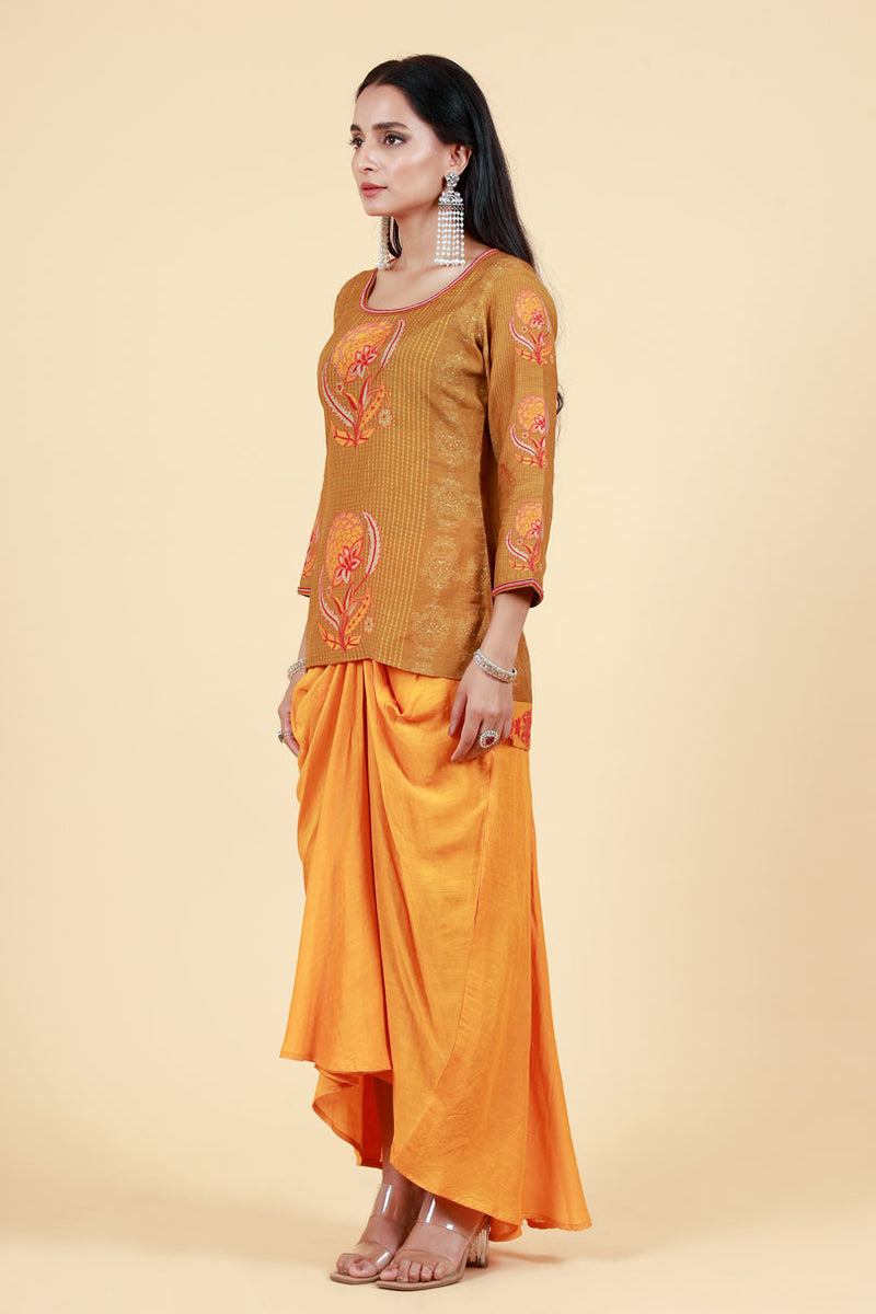 NAVIKA HALDI DHOTI SKIRT+ KURTA SET