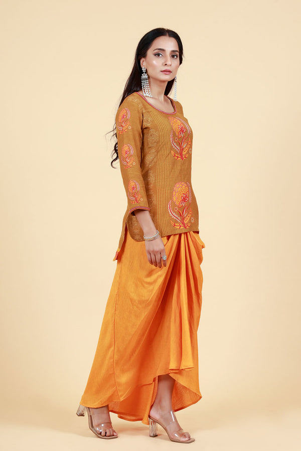 NAVIKA HALDI DHOTI SKIRT+ KURTA SET