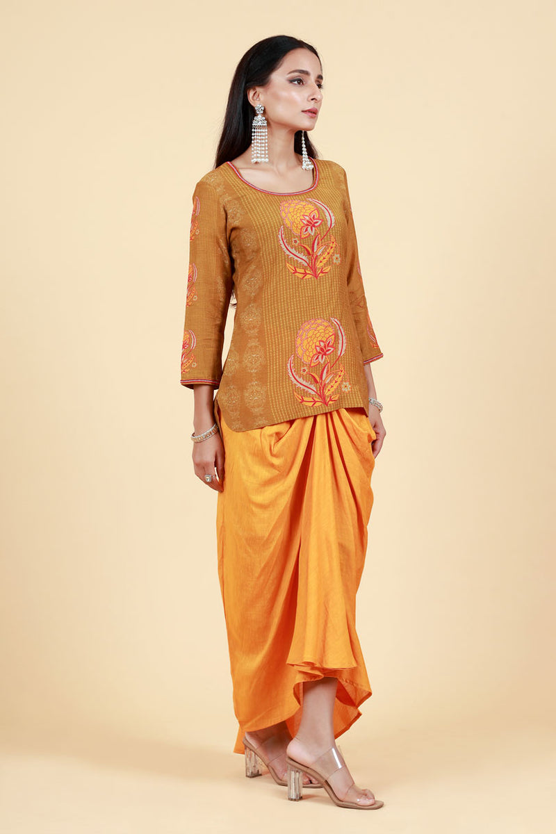 NAVIKA HALDI DHOTI SKIRT+ KURTA SET