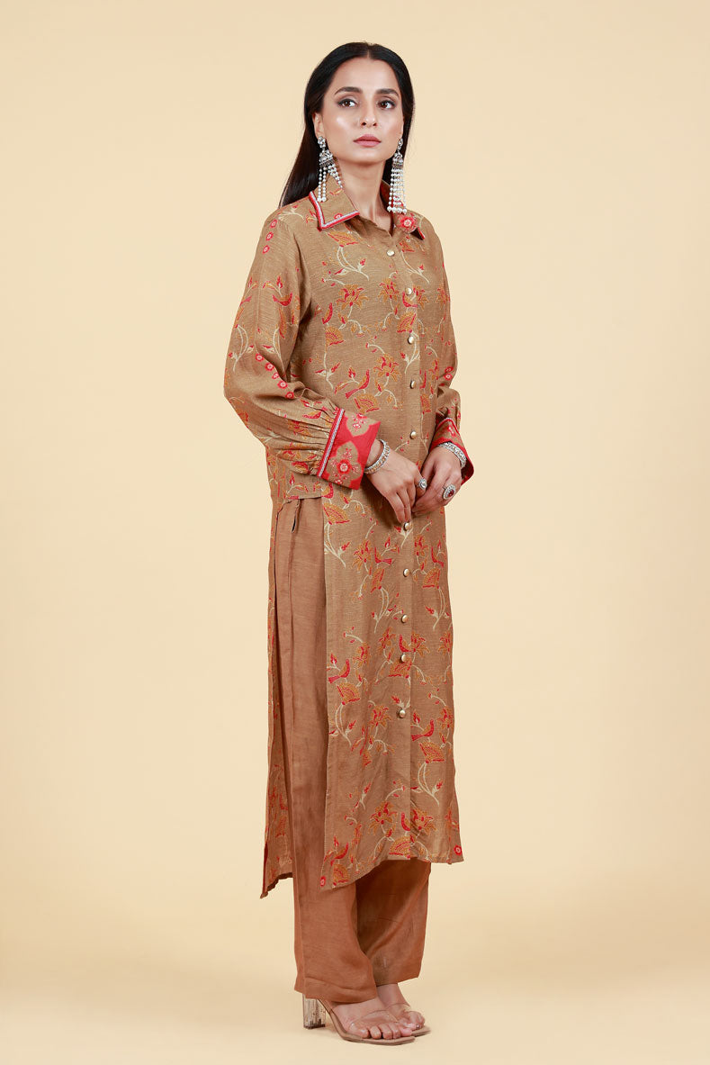 TARUNI BEIGE-GOLD KURTA + PANT SET