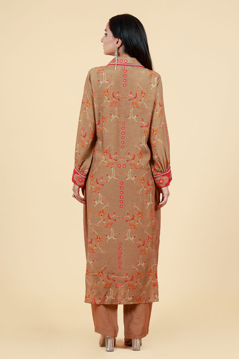 TARUNI BEIGE-GOLD KURTA + PANT SET