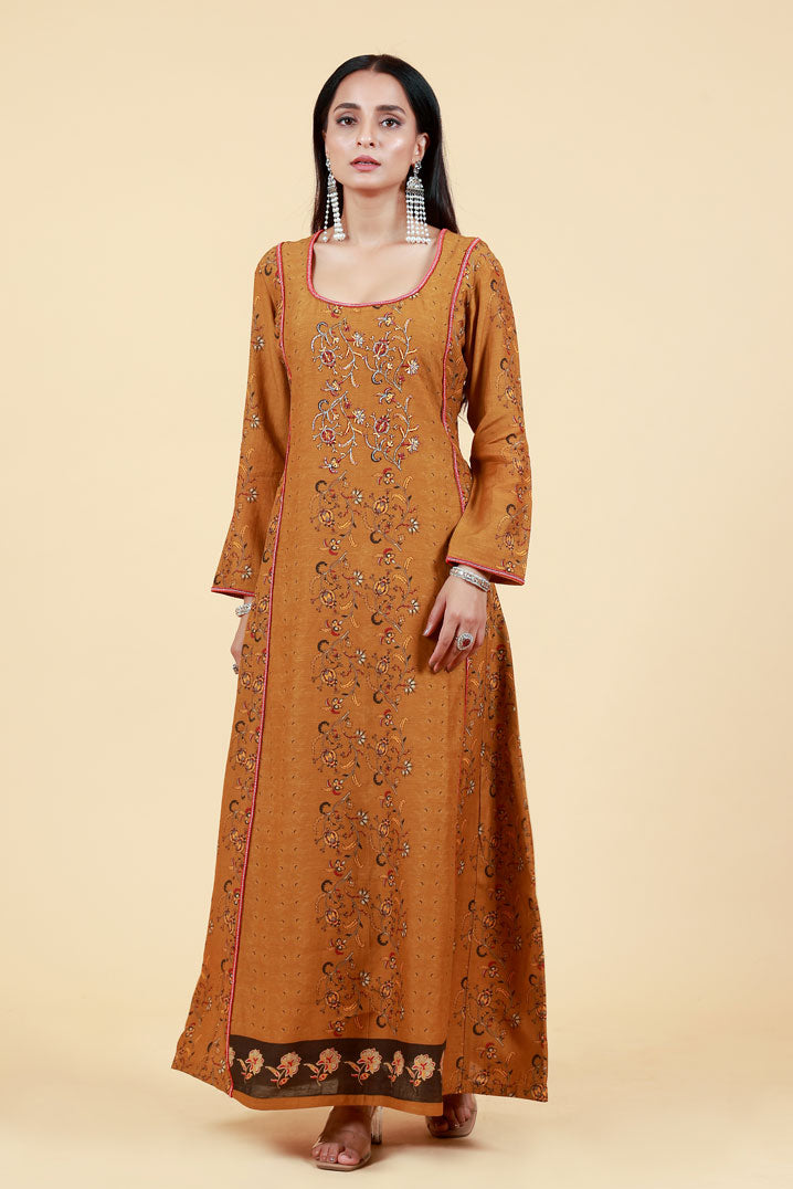 PHOOL OLIVE ANARKALI DRESS