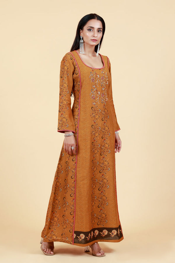 PHOOL OLIVE ANARKALI DRESS