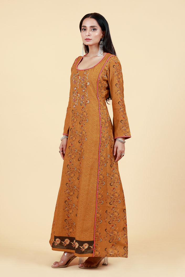 PHOOL OLIVE ANARKALI DRESS