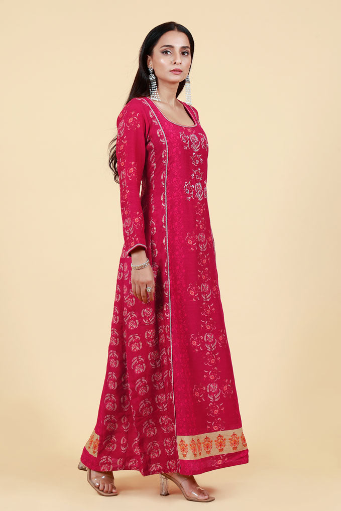 PHOOL MAROON ANARKALI DRESS