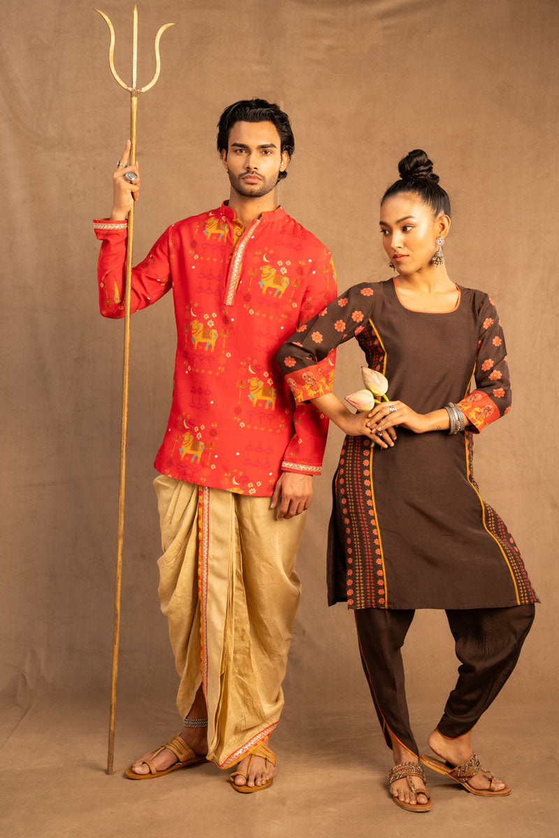 Mukula coffee (set of 2 ) Kurta+ dhoti