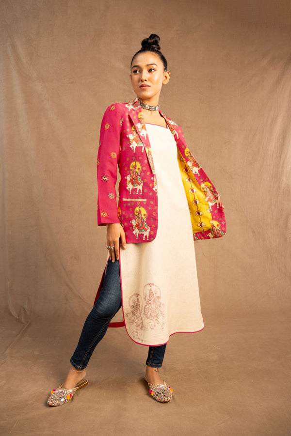 Kailasa  jacket + Kurti -pink (Set of 2)