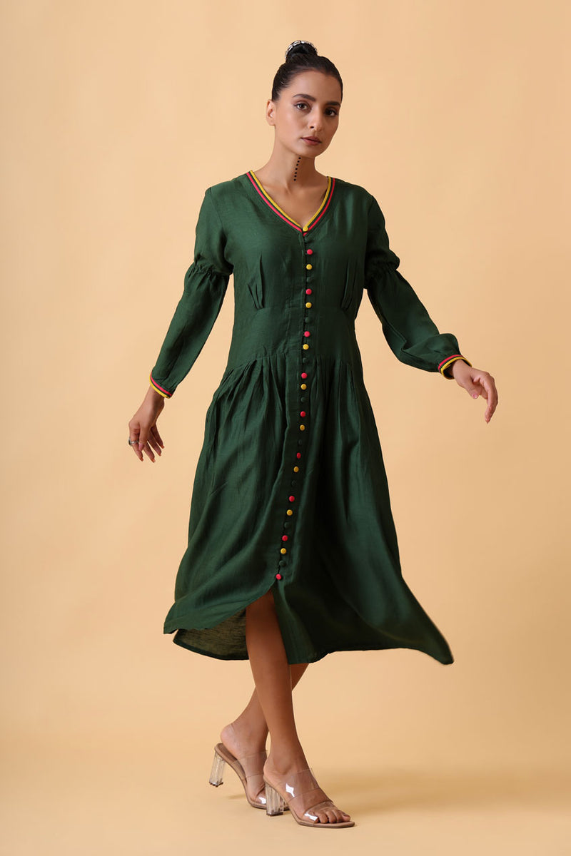 VASTRAM PINE GREEN DRESS