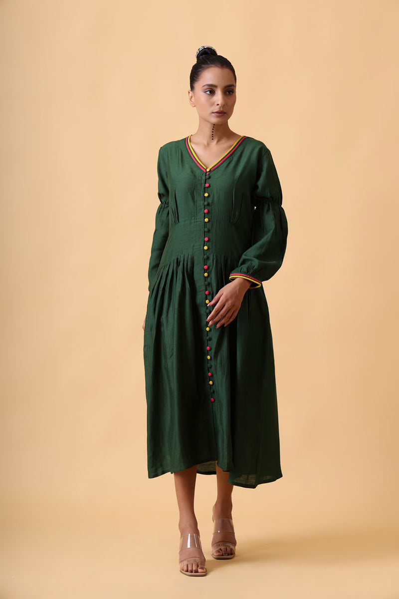 VASTRAM PINE GREEN DRESS