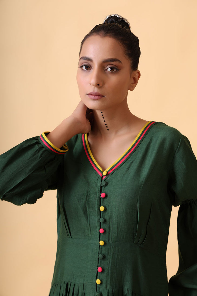 VASTRAM PINE GREEN DRESS