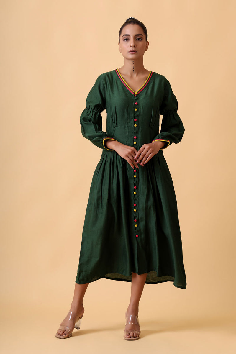 VASTRAM PINE GREEN DRESS