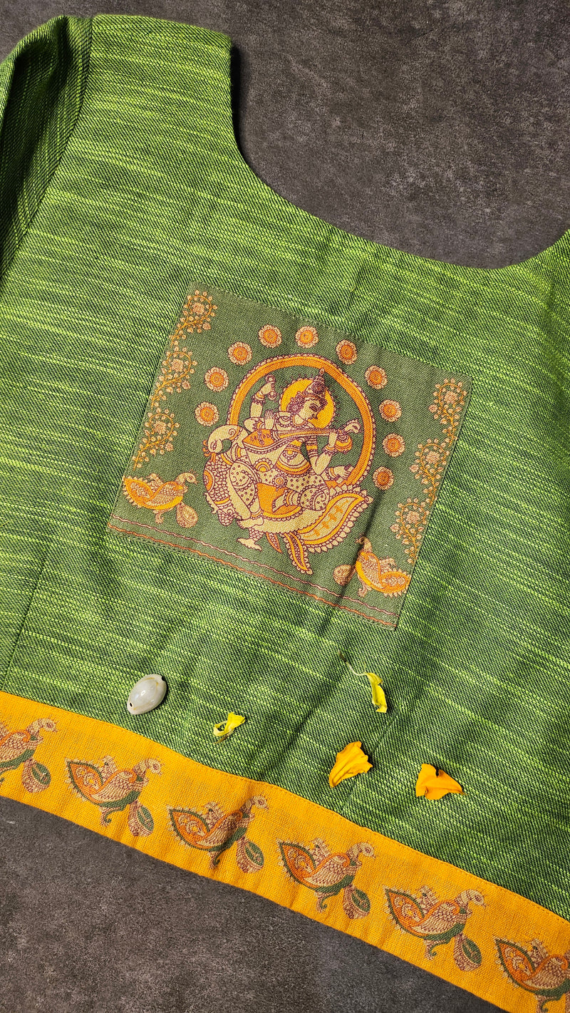 Green Saarswati-Peacock blouse