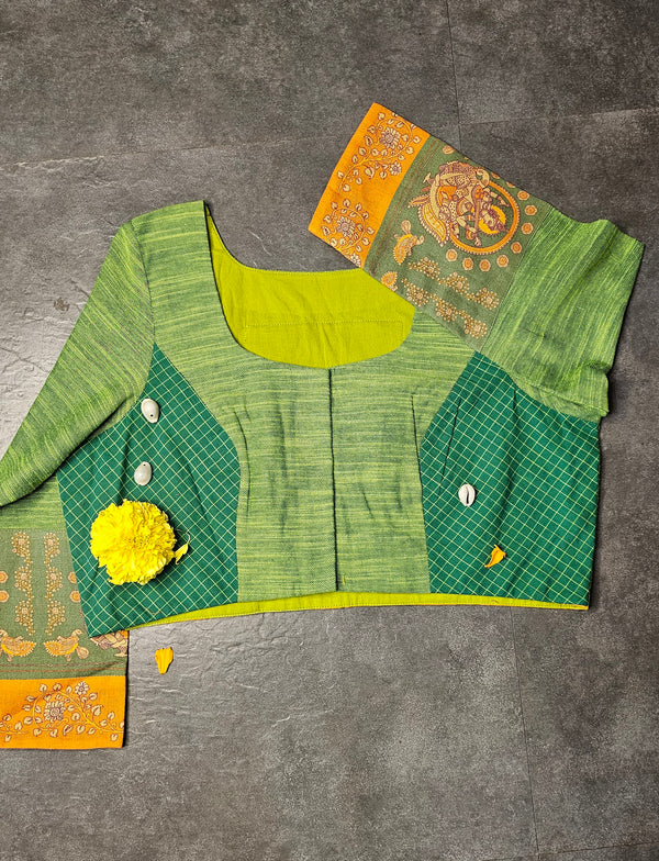 Green Saarswati-Peacock blouse